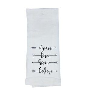 100% Cotton Kitchen Towels Printed with Cute Kitchen Sayings 'Dream Love Believe
